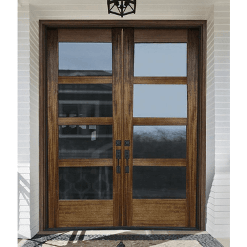 Tacoma 4-Lite Contemporary Mahogany Double Entry Door Tacoma 4-Lite Contemporary Mahogany Double Entry Door