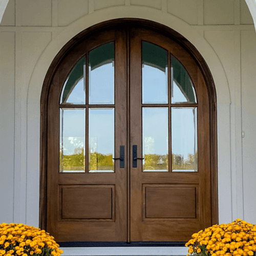 4-Lite True Divided Lite Half-Round Double Entry Door 4-Lite True Divided Lite Half-Round Double Entry Door