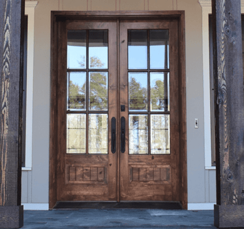 Santa Fe Knotty Alder 6-Lite True Divided Lite Double Entry Door Santa Fe Knotty Alder 6-Lite True Divided Lite Double Entry Door