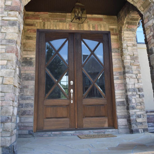 Miranda 7-Lite Square Top Double Entry Door With Arch Glass Miranda 7-Lite Square Top Double Entry Door With Arch Glass