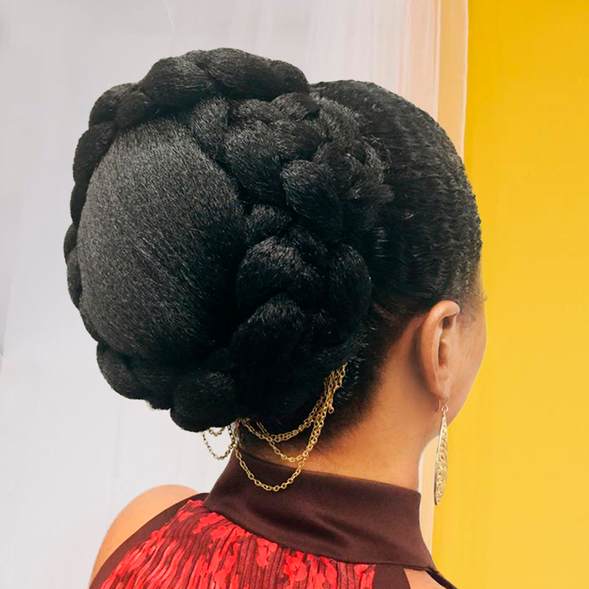 2016 tall black updo hairstyle