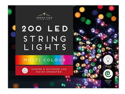 200 LED Multi Coloured String Lights for Indoor & Outdoor Use