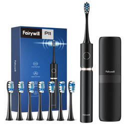 Fairywill P11 Plus Sonic Electric Rechargeable Toothbrush with 8 Brush Heads & Travel Case