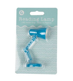 Mini LED Table Reading Lamp - Battery Powered with Book Clip - Blue
