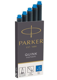 Parker Quink Washable Fountain Pen Refil Blue Ink Pack of 5