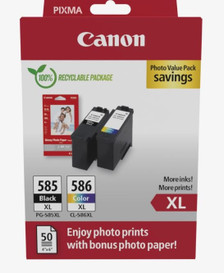 PG-585XL & CL-586XL 6204C005 Genuine Black and Colour Ink Cartridge Multipack