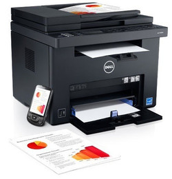 Dell C1765NFW Printer with 1 set of Dell starter toners and 3 sets of Toners