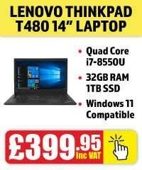 Buy refurbished Lenovo ThinkPad T480 14 inch intel i7 quad core laptop from Morgan Computers