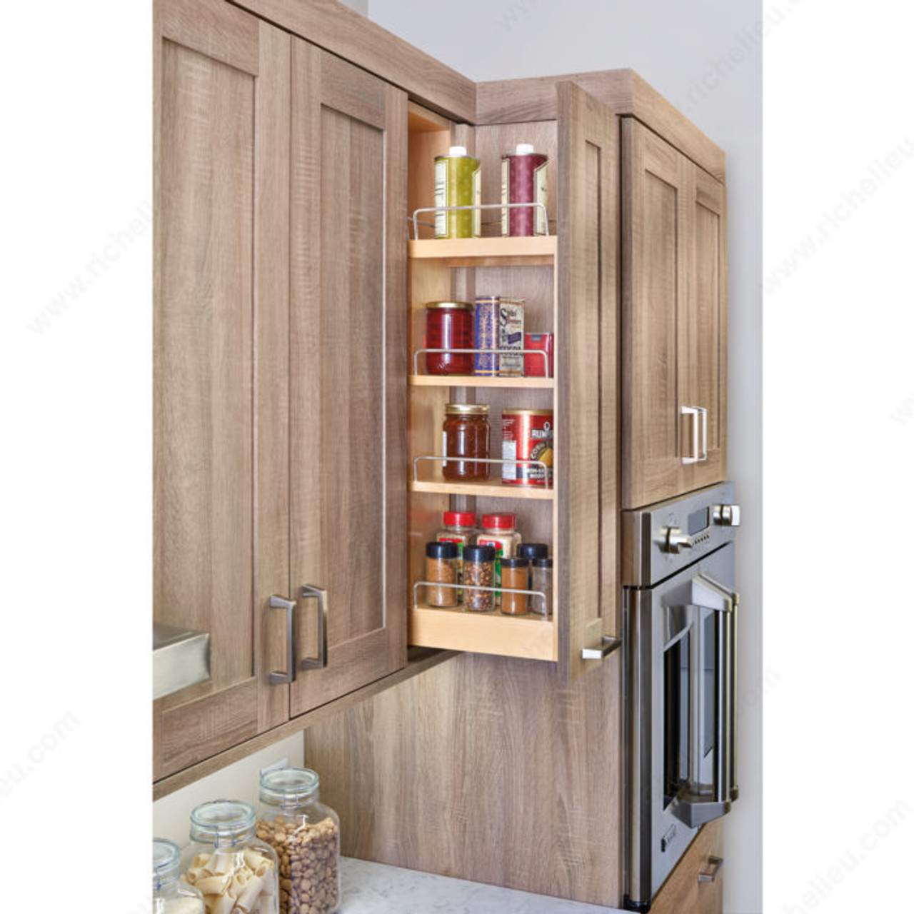 448WC8C - 8 Wall Pull-out Organizer w/ Adjustable Shelves for 12 Wall  Cabinet - Natural Maple