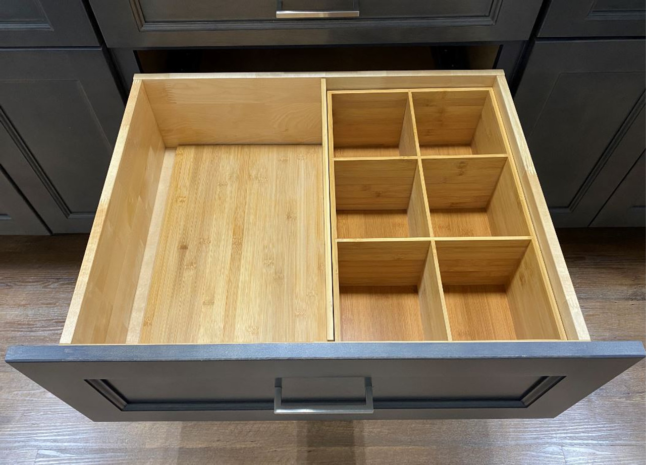 DBO12 Wood Divided Box Organizer - 12 W X 19-5/8 D X 6 H - Bamboo -  Express Kitchens