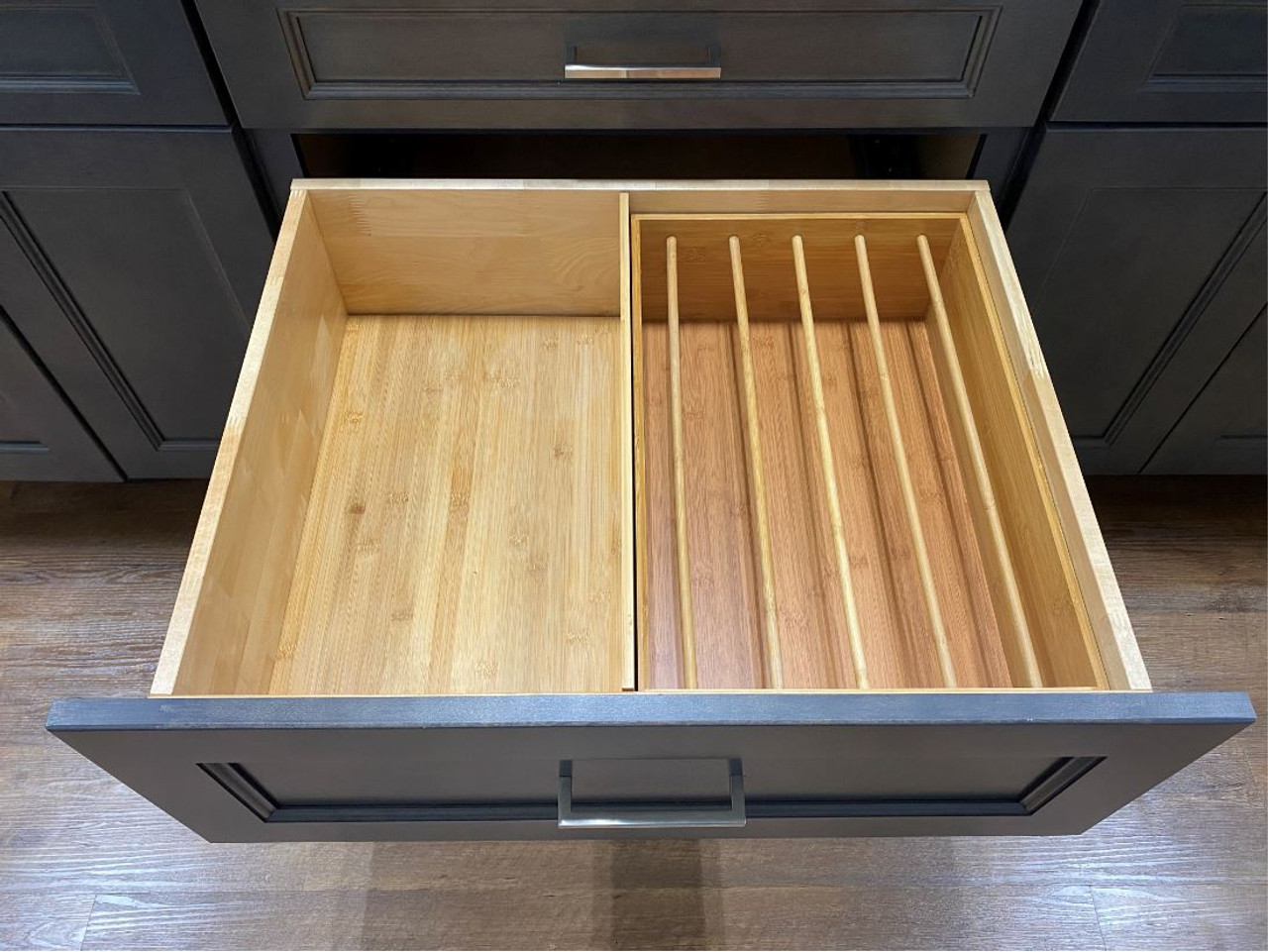 PLO13 Wood Pan/Lid Organizer (Fits Deep Drawers) - 13 W X 19-5/8 D X 6 H  - Bamboo - Express Kitchens