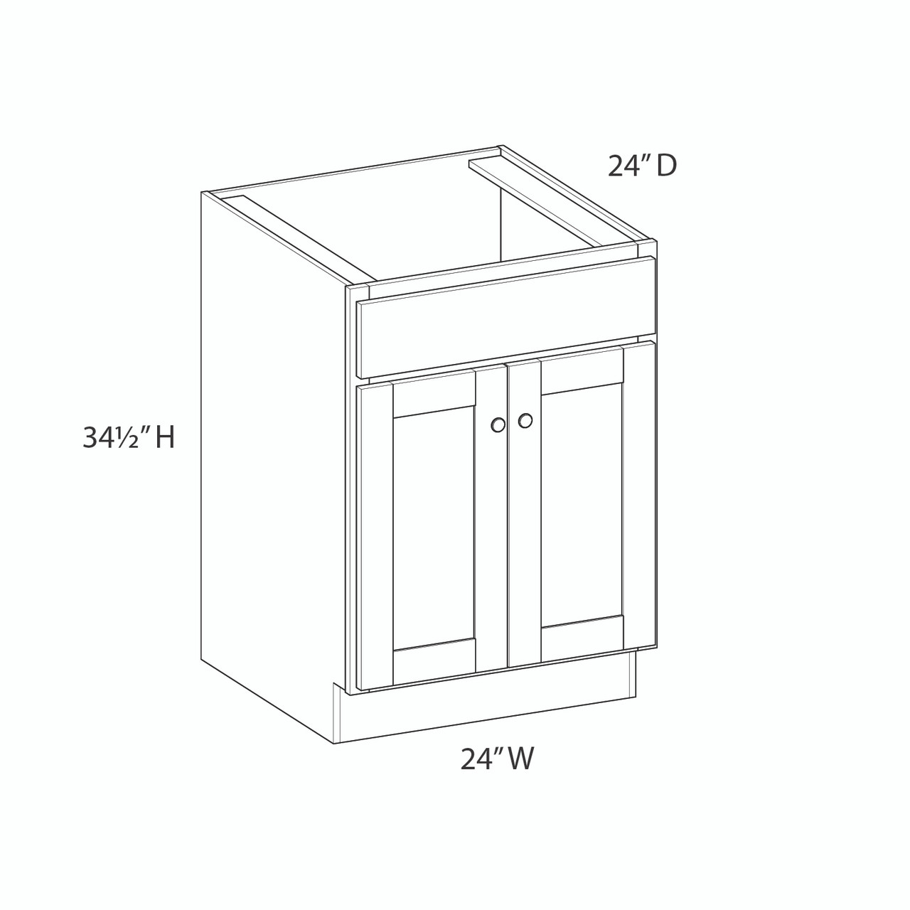 Dover Assembled 24 in. W x 34.5 in. H x 24 in. D Plywood Sink Base