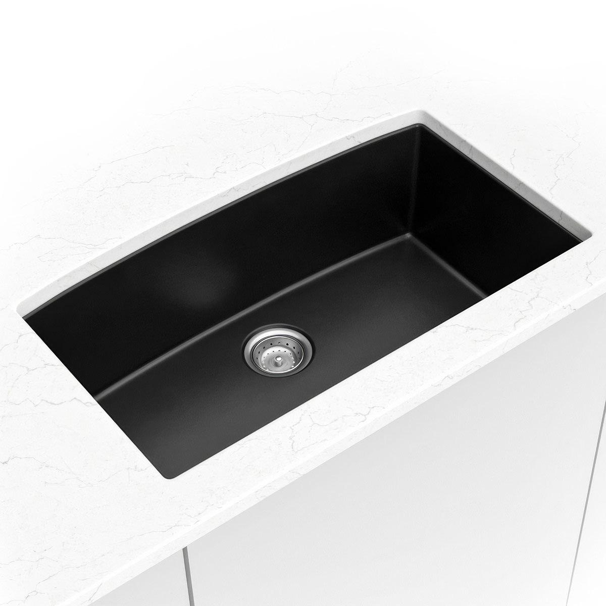SIN-QTZ-SINBWL-3219-BLK - UNDERMOUNT BLACK QUARTZ SINGLE BOWL 3219