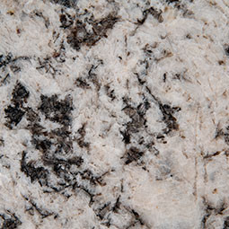 White Sparkle granite features cool white tones and grays ...