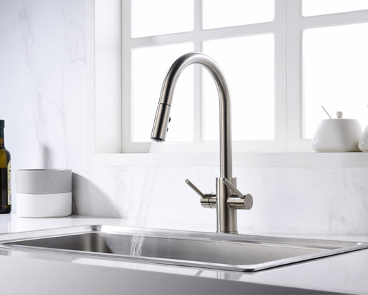 KSK1218C - Two Handles Pull-Down One Hole Kitchen Faucet – KSK1218