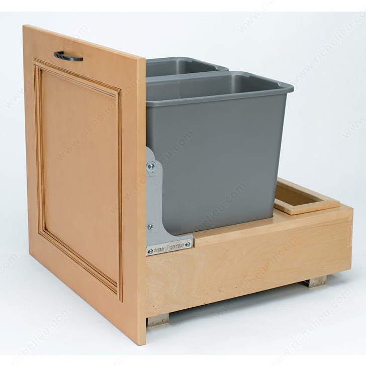 4WCBM-2430DM-2 Dbl 30 Qt Bottom Mount Waste Container For Waste Container-Wood/Plastic-Silver