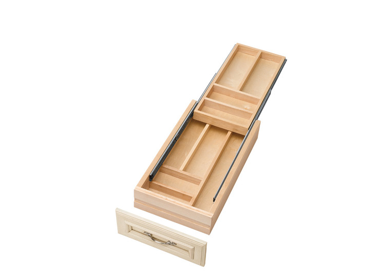 4WTCD-15-1 Wood Two-Tiered Drawer Organizer - Natural Maple
