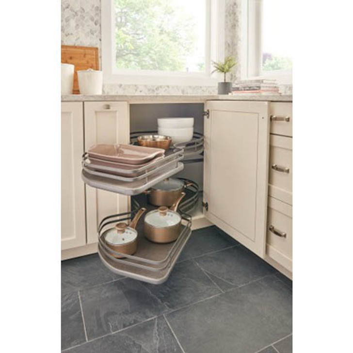 5372-15-FOG-L Lh Orion Gray Two Shelf Cloud For 15" Cab Opening For Blind Corner-Steel/Melamine-Dark Gray