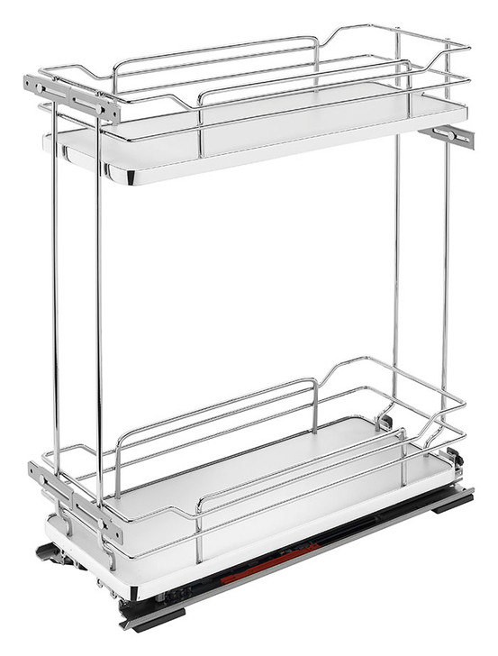 5322-BCSC-8-GR 8" Grey Two-Tier Base Organizer W/Blum Sc For Base Organizer-Steel-Chrome/Grey