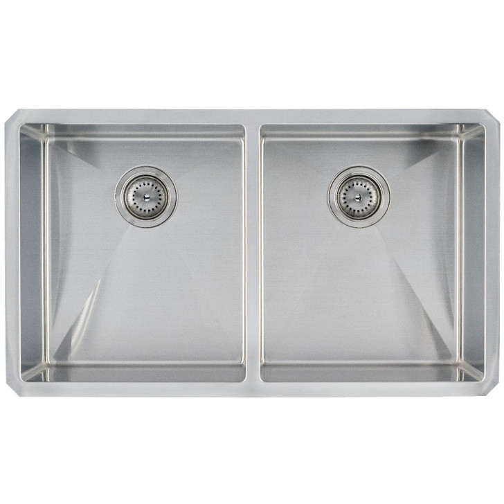 SIN-16-DBLBWL-WEL-5050-3219 16Gauge Stainless Steel Undermount Rectangle Duble Bowl Sink