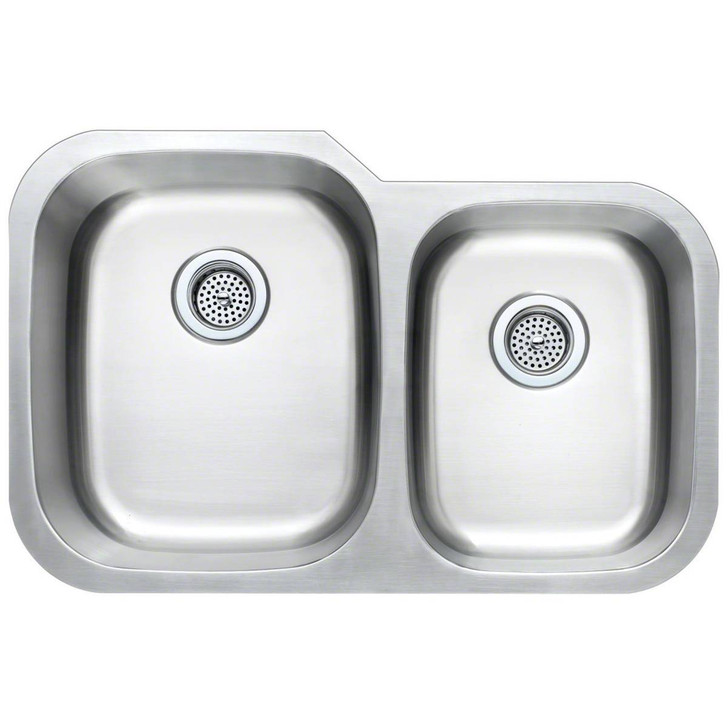 SIN-18-DBLBWL-6040-3120S 18Gauge Stainless Steel Undermount Offset Double Bowl Sink (Small Bowl On Right)