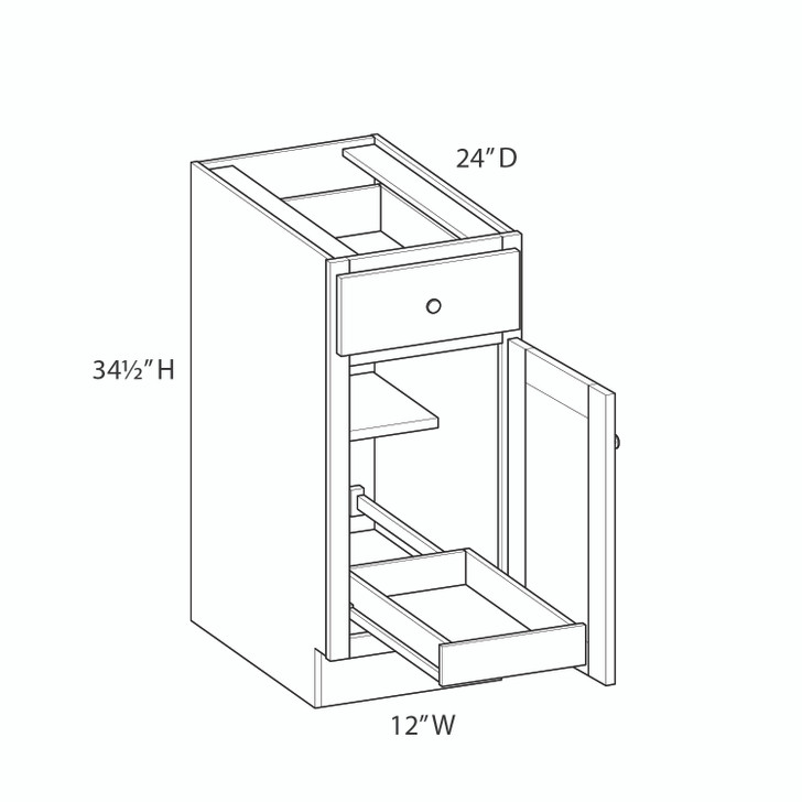 Rochelle Ready to Assemble 12 in. W x 34.5 in. H x 24 in. D Plywood Base Cabinet w/(1) Roll-out Tray in Bordeaux