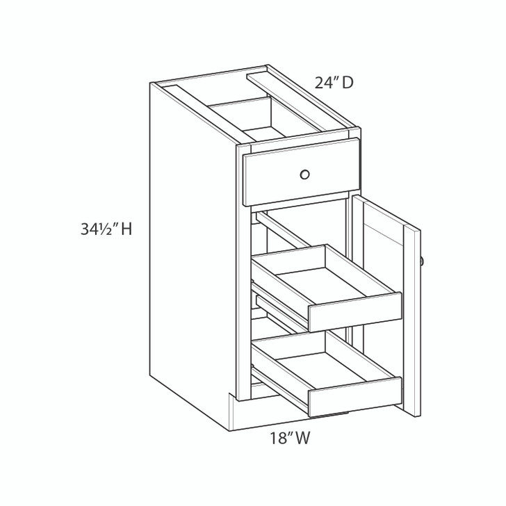 Rochelle Ready to Assemble 18 in. W x 34.5 in. H x 24 in. D Plywood Base Cabinet w/(2) Roll-out Trays in Bordeaux