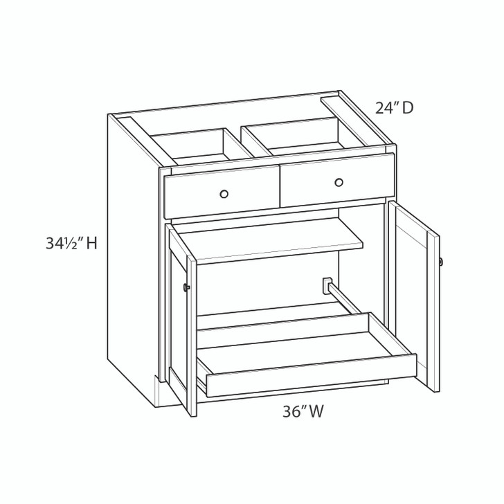 Rochelle Ready to Assemble 36 in. W x 34.5 in. H x 24 in. D Plywood Base Cabinet w/(1) Roll-out Tray in Bordeaux