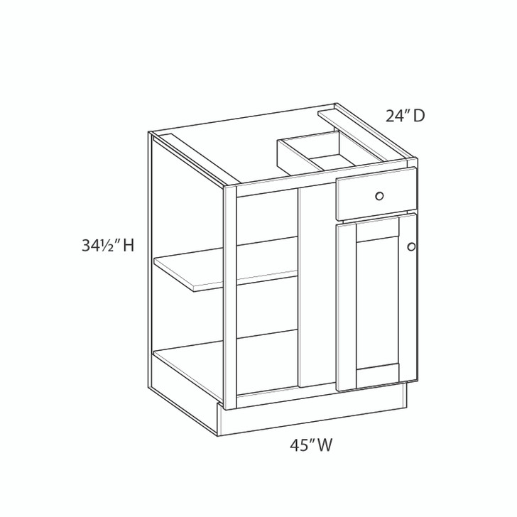 Brunswick Ready to Assemble 45 in. W x 34.5 in. H x 24 in. D Plywood Blind Base Corner Cabinet Right in Walnut