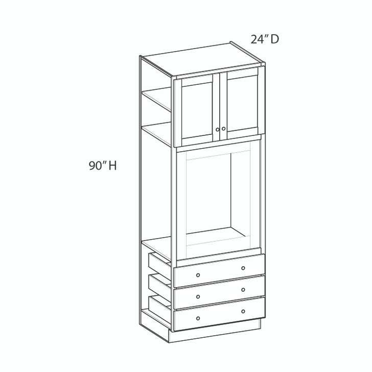 Brunswick Ready to Assemble 33 in. W x 90 in. H x 24 in. D Plywood Oven Tall Cabinet in Walnut