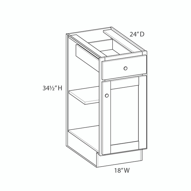 Dover Ready to Assemble 18 in. W x 34.5 in. H x 24 in. D Plywood Base Cabinet w/(1) Roll-out Tray in Caramel