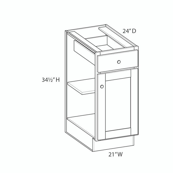 Dover Ready to Assemble 21 in. W x 34.5 in. H x 24 in. D Plywood Base Cabinet w/(1) Roll-out Tray in Caramel