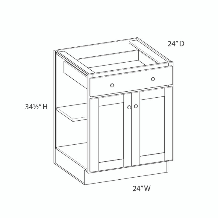 Dover Ready to Assemble 24 in. W x 34.5 in. H x 24 in. D Plywood Base Cabinet w/(1) Roll-out Tray in Caramel