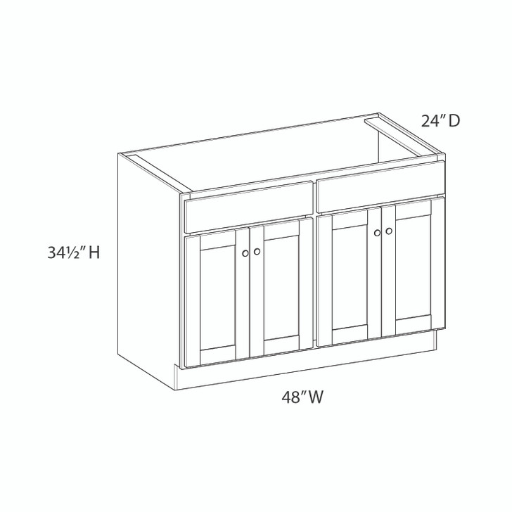 Lasalle Ready to Assemble 48 in. W x 34.5 in. H x 24 in. D Plywood Sink Base Cabinet in Bordeaux