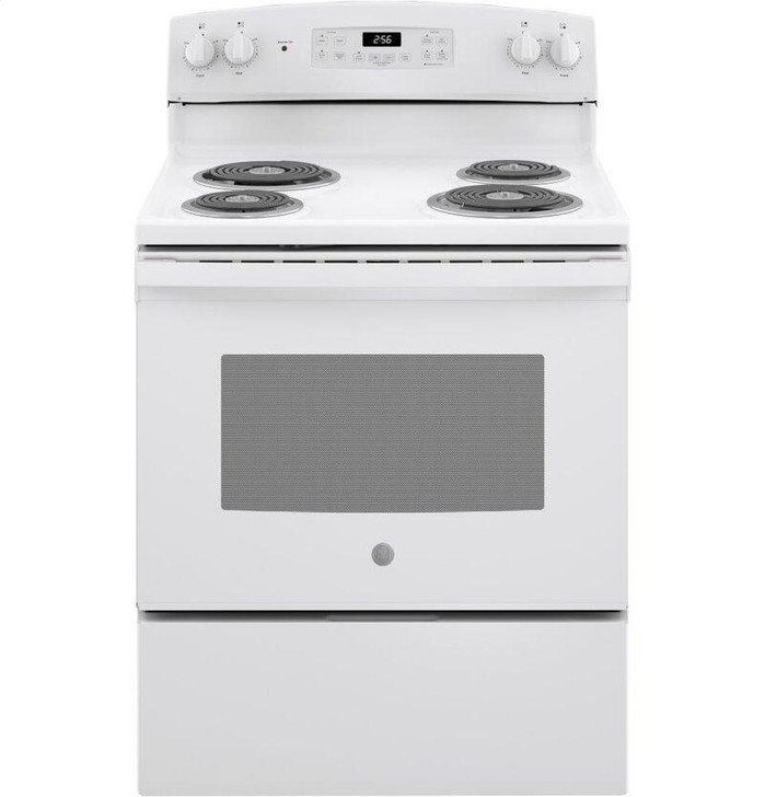 JB256DMWW - Good 3B GE - 30" ELECTRIC COIL RANGE  - SELF CLEAN OVEN - WHITE
