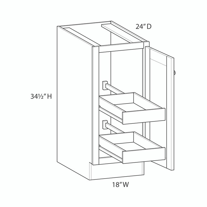 Brunswick Ready to Assemble 18 in. W x 34.5 in. H x 24 in. D Plywood Base Cabinet Full Height Door(s) w/(2) Roll-out Trays in Walnut