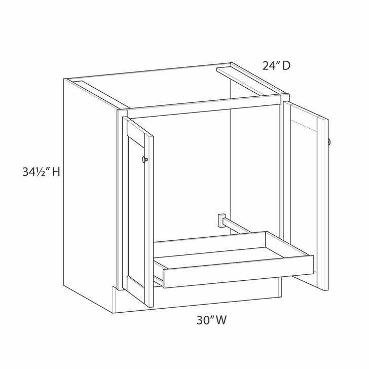 Lasalle Ready to Assemble 30 in. W x 34.5 in. H x 24 in. D Plywood Base Cabinet Full Height Door(s) w/(1) Roll-out Tray in Bordeaux