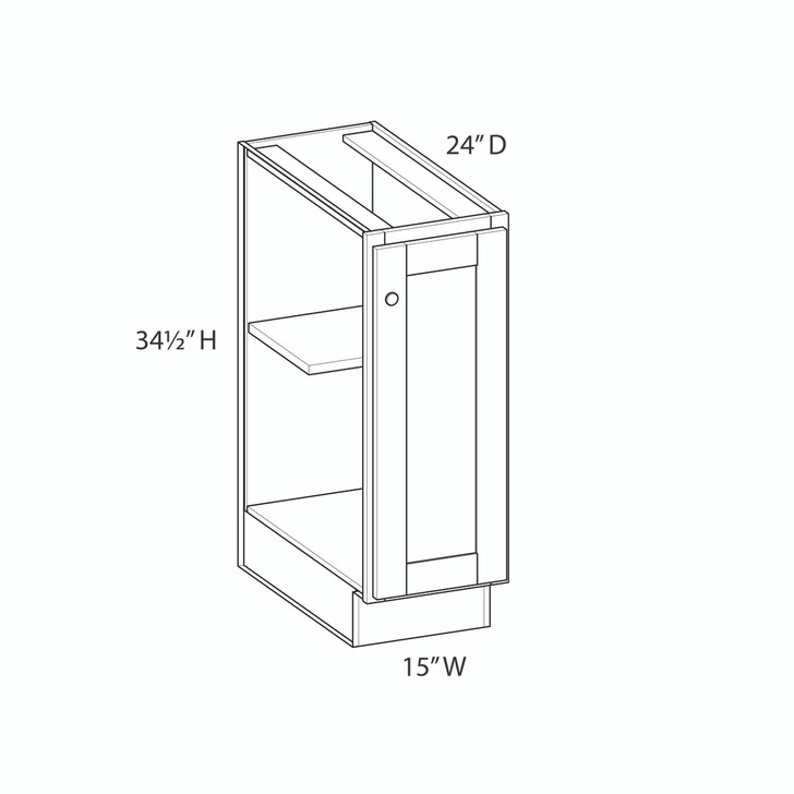 Cambridge Ready to Assemble 15 in. W x 34.5 in. H x 24 in. D Plywood Base Cabinet Full Height Door(s) in Painted White