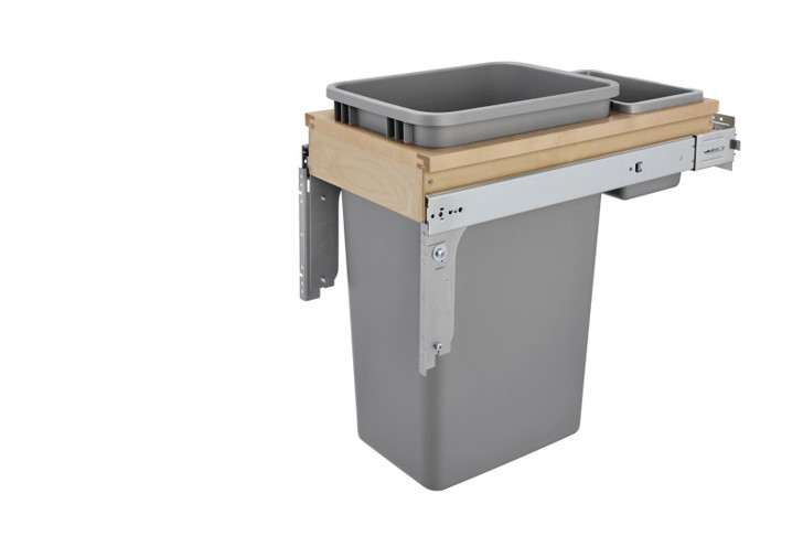 4WCTM-1550BBSCDM-1 Sgl Sm 50 Qt Top-Mount Soft Close Ball Bearing 12' Wide For Waste Container-Wood-Light Brown