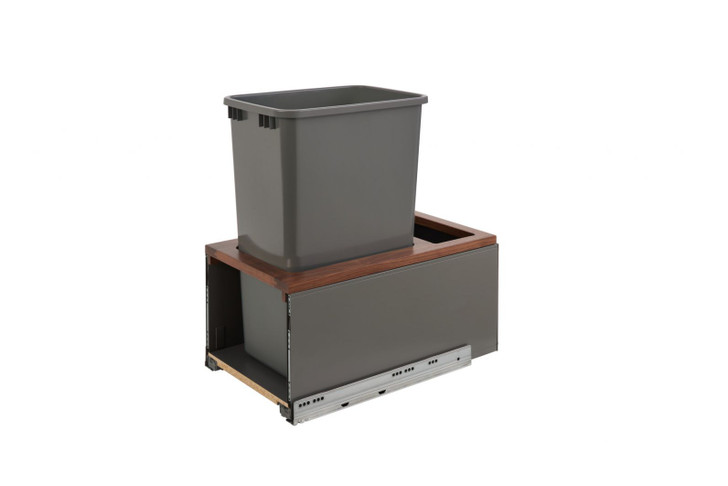 5LB-1550OGWN-113 Sgl 50Qt Orion Gray Legrabox W/Walnut Insert For Waste Container-Wood-Dark Brown