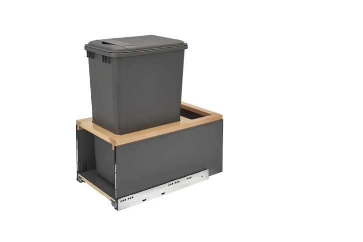 5LB-1550OGMP-113 Sgl 50 Qt Og Legra Box W/Maple Top - 15" Fl Cab For Waste Container-Metal-Dark Gray