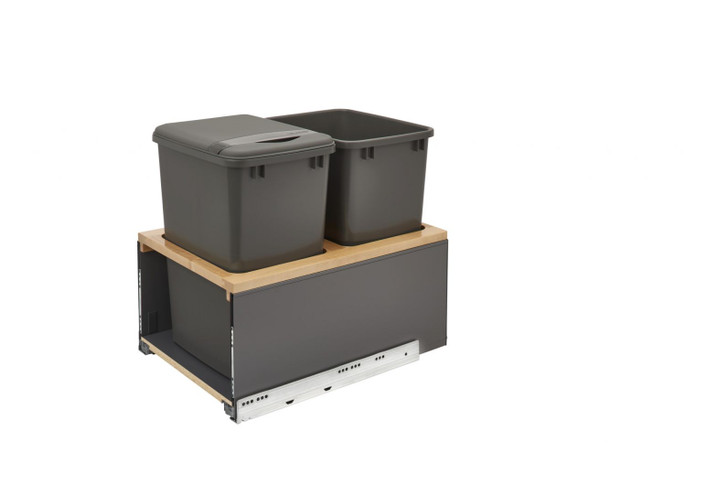 5LB-1835OGMP-213 Dbl 35 Qt Og Legrabox W/Maple Top - 18" Fl Cab For Waste Container-Metal-Dark Gray