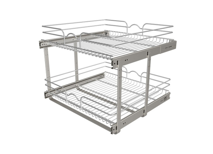 5WB2-2422CR-1 24" Double Chrome Wire Basket 23.72"W X 21.91" D X 18.99" H For Base Organizer-Steel-Chrome