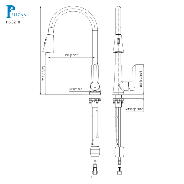 8218MB 17-11/16" High Arc Single Hole & Lever - Pull Down