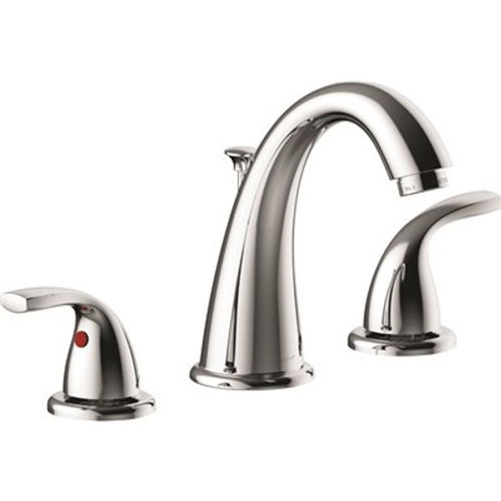 320467909 Seasons Raleigh 8 In. Widespread Double Handle High-Arc Bathroom Faucet In Chrome With Quick Install Pop-Up