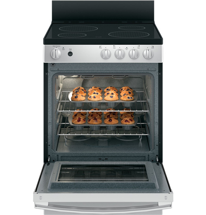 JAS640RMSS - GE® 24" Free-Standing/Slide-in Front Control Range with Steam Clean and Large Window