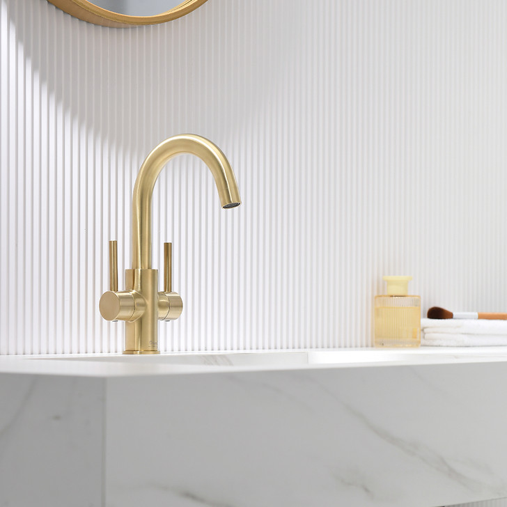 KSB1217SG - Two Handles Bathroom Sink Faucet with Pop Up Drain
