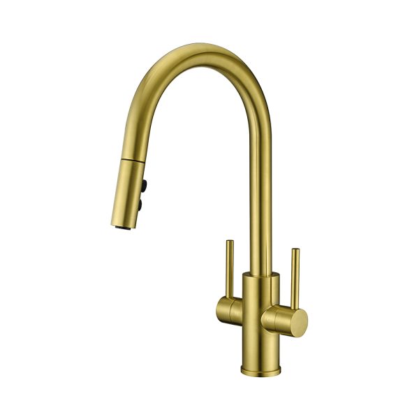 KSK1218SG - Two Handles Pull-Down One Hole Kitchen Faucet