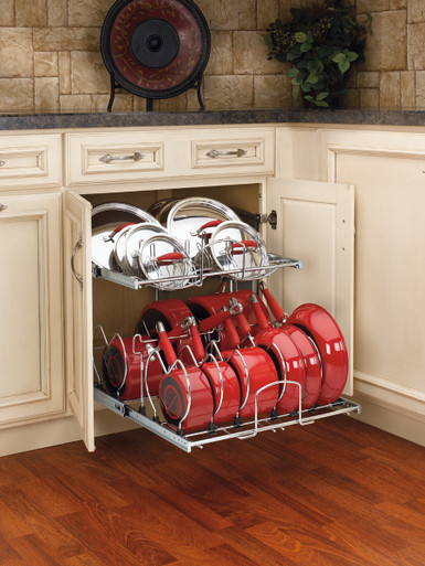 5CW2-1222-CR - 12 in. Pull-Out Two-Tier Base Cabinet Cookware Organizer -  Express Kitchens