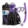 U.S. Divers Tiki Adult Mask, Snorkel & Fins Set - Purple, Black